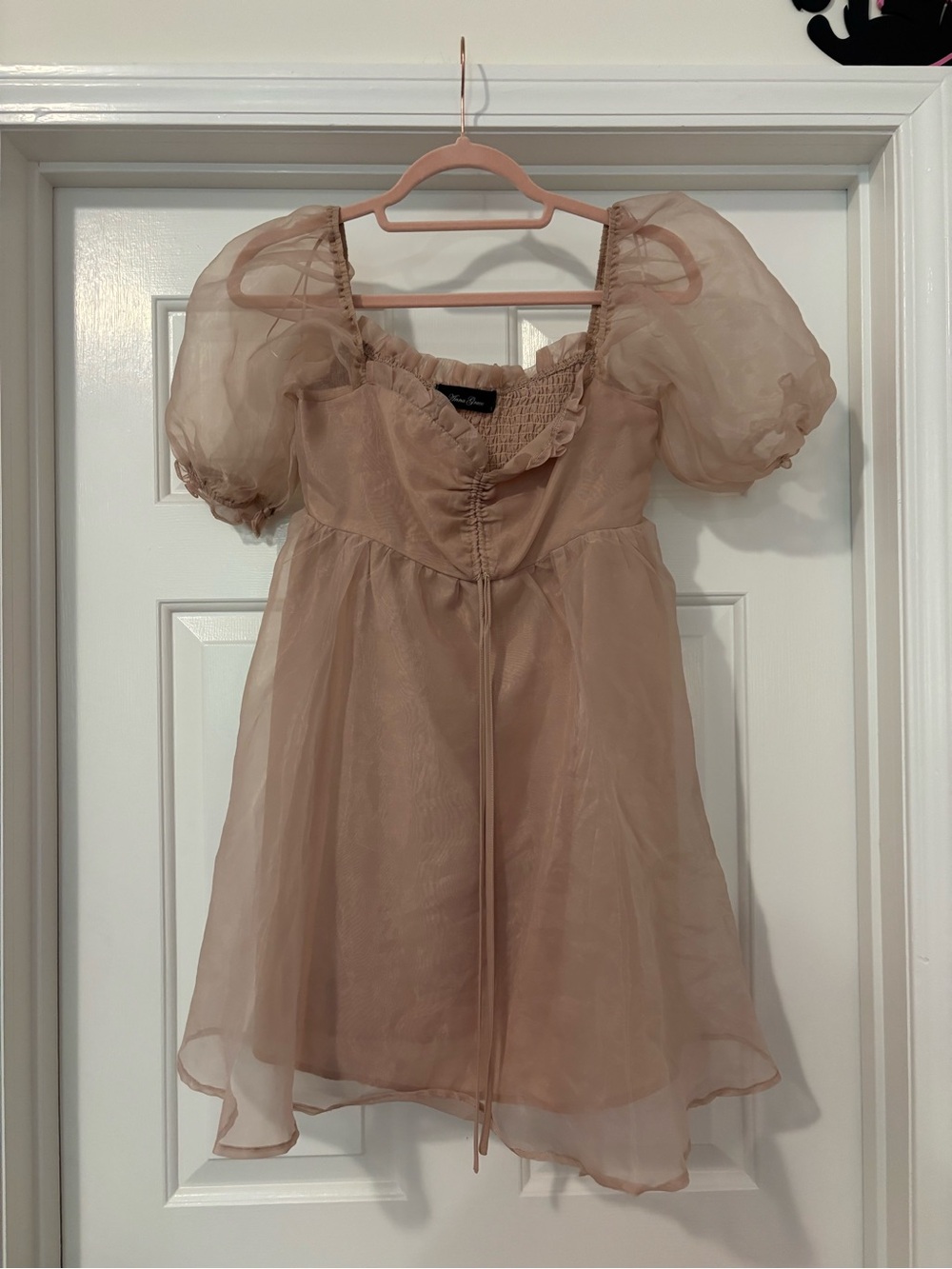 Sheer Puff-Sleeve Dress